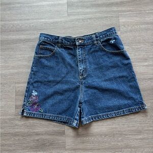 SO Blue Jean Shorts with Floral Embroidery